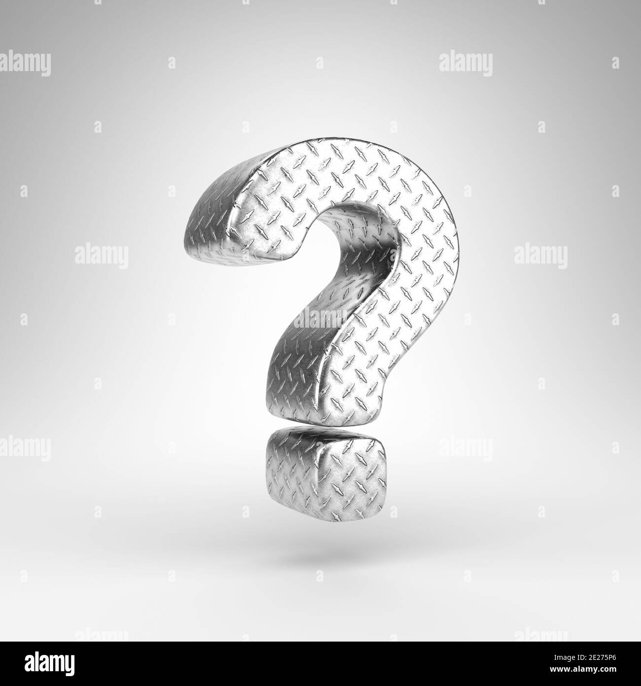 Question symbol on white background. Aluminium 3D rendered sign with ...