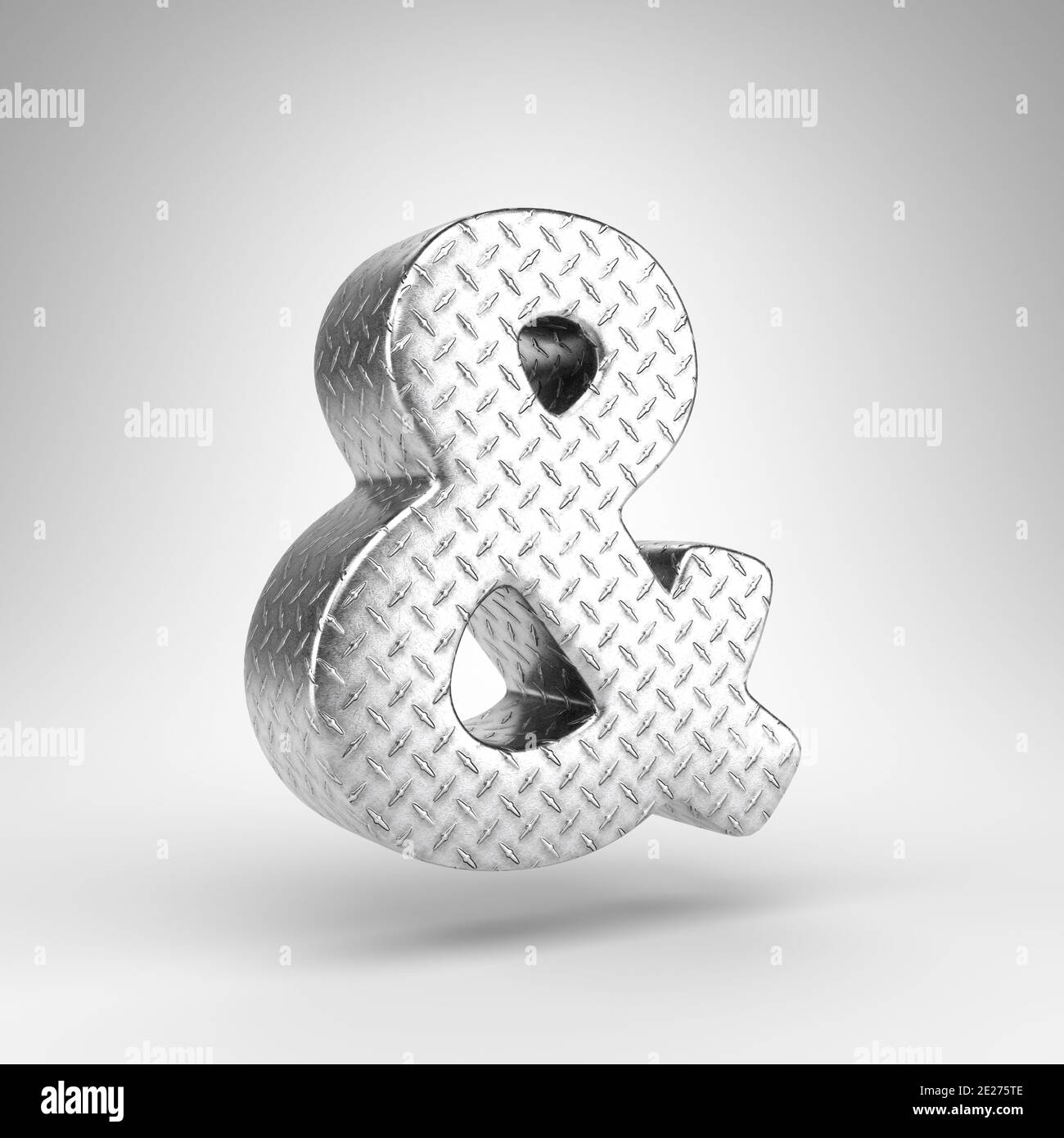 Ampersand symbol on white background. Aluminium 3D rendered sign with ...