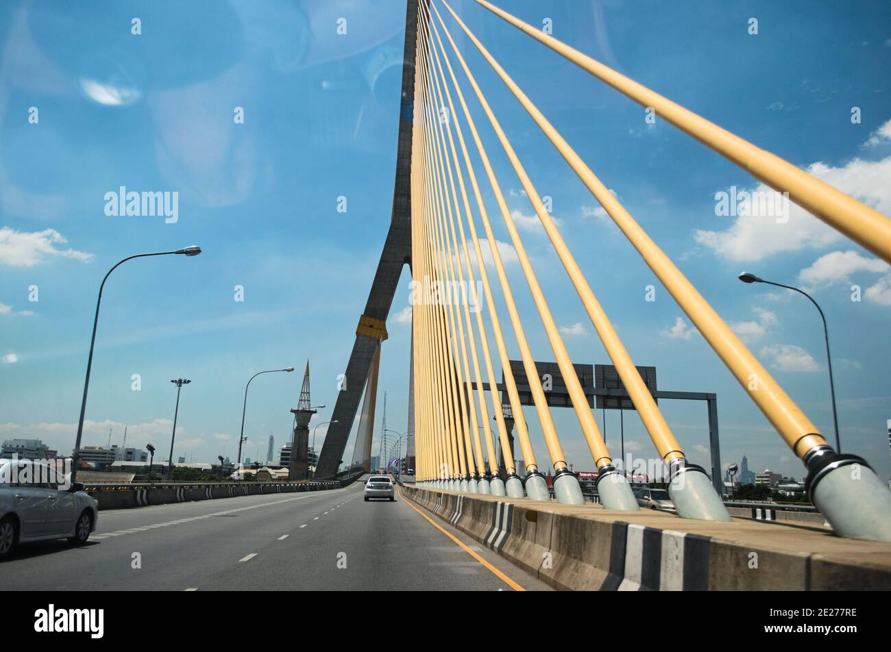 Bangkok, Thailand - June, 2015: Overpass road on the Bhumibol Bridge Stock Photo