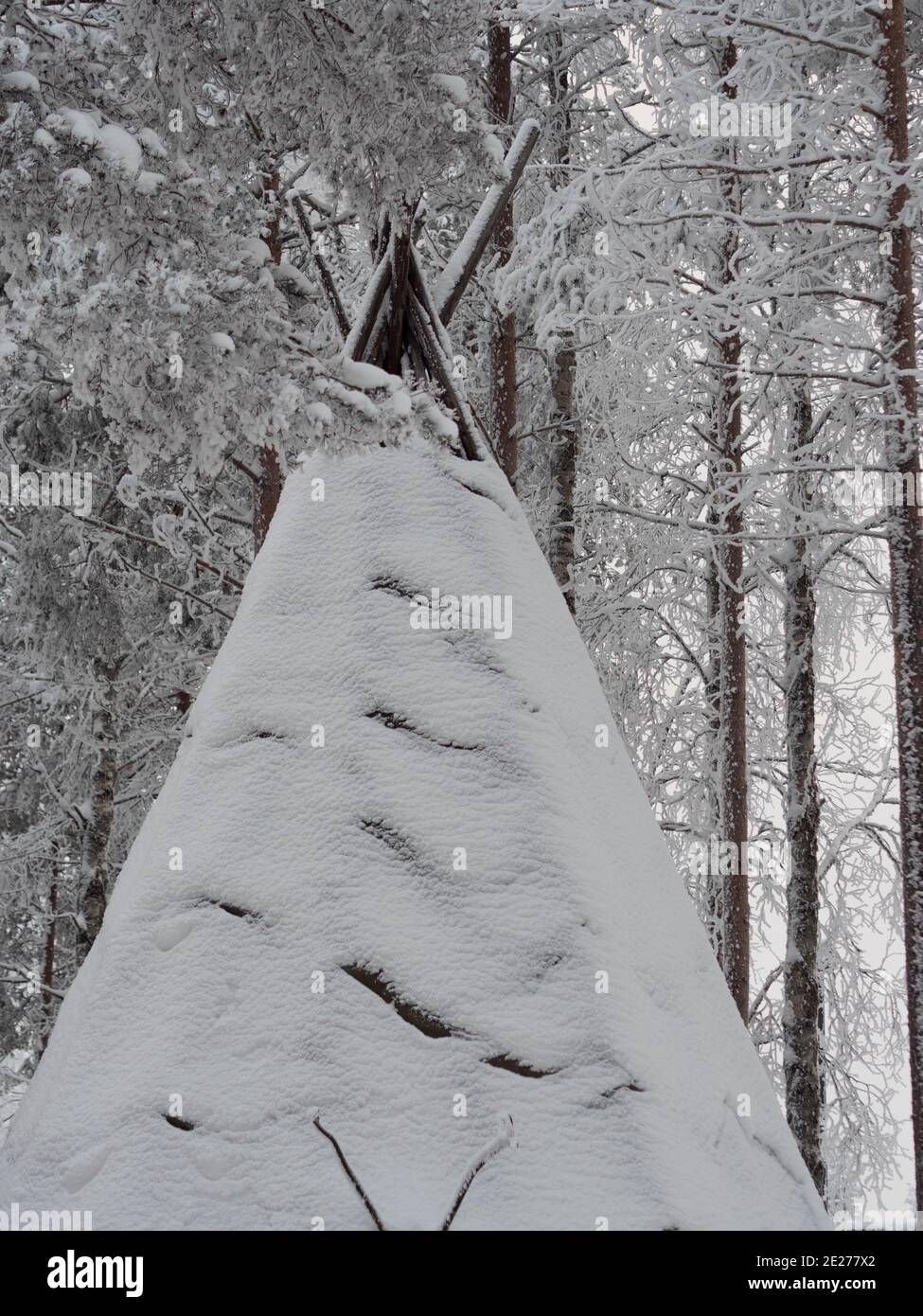Snow kota. Traditional Lapland house. Lapland plague. Stock Photo