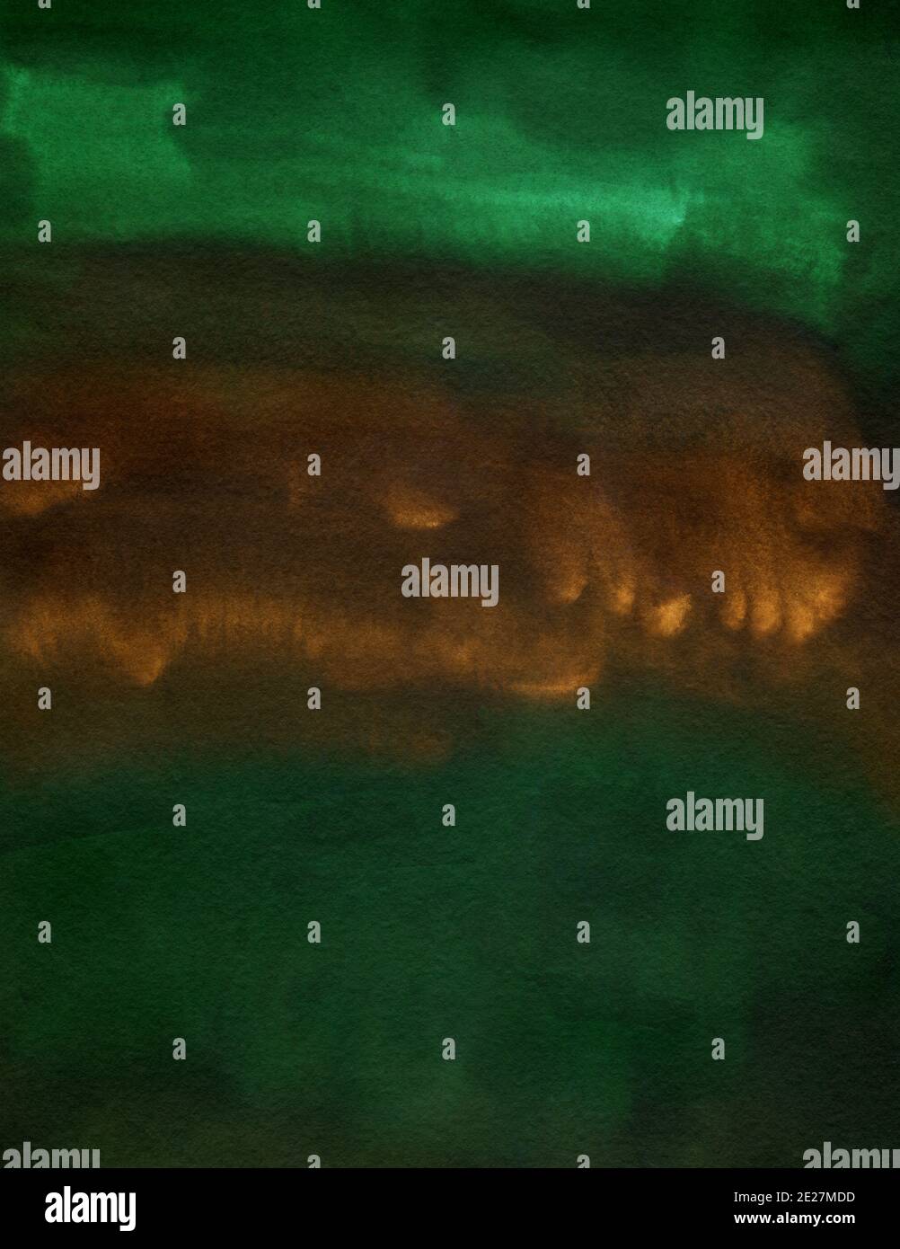 Abstract watercolor background, hand painted texture, green and brown