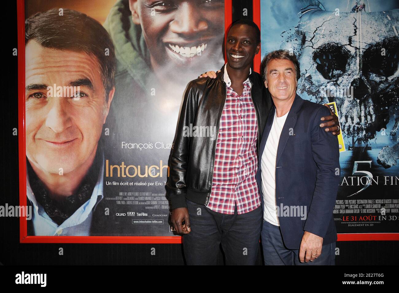 Omar Sy and Francois Cluzet attending the premiere of 'Intouchable' prior the opening ceremony of the 4th Festival Du film Francophone d'Angouleme in Angouleme, France on August 24, 2011. Photo by Giancarlo Gorassini/ABACAPRESS.COM Stock Photo
