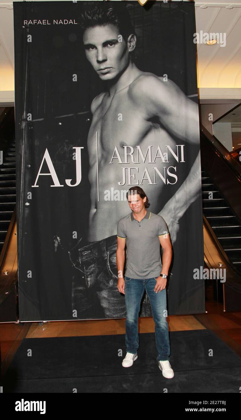 Rafael Nadal reveals his new ad campaign for Armani Jeans in Macy's Herald  Square in New York City, NY, USA on August 25, 2011. Photo by Elizabeth  Pantaleo/ABACAPRESS.COM Stock Photo - Alamy