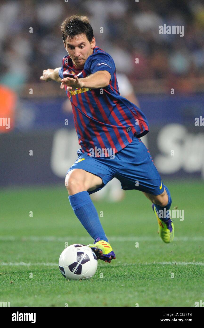 FC Barcelona's Lionel Messi in action during UEFA Supercup soccer