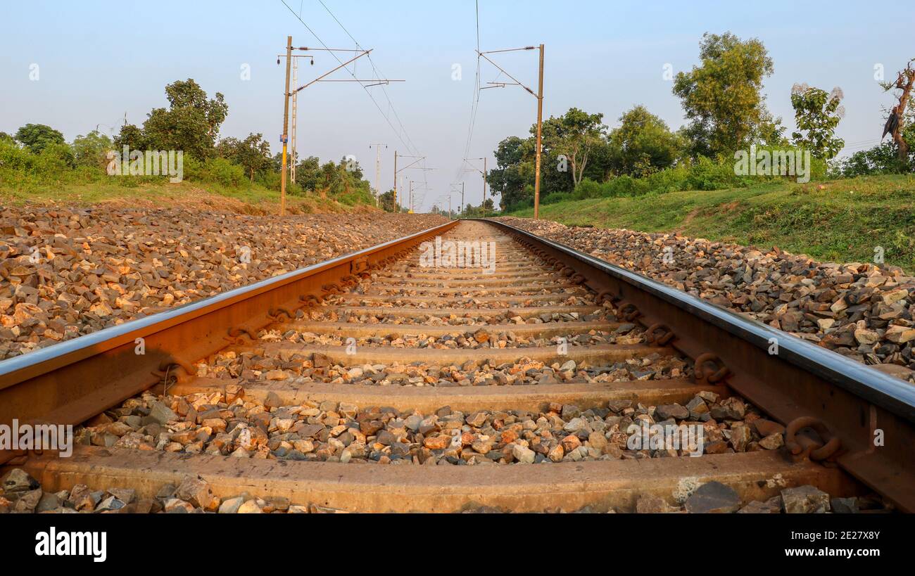 Train Rails Area Closeup shot train rails hi-res stock photography and images - Alamy