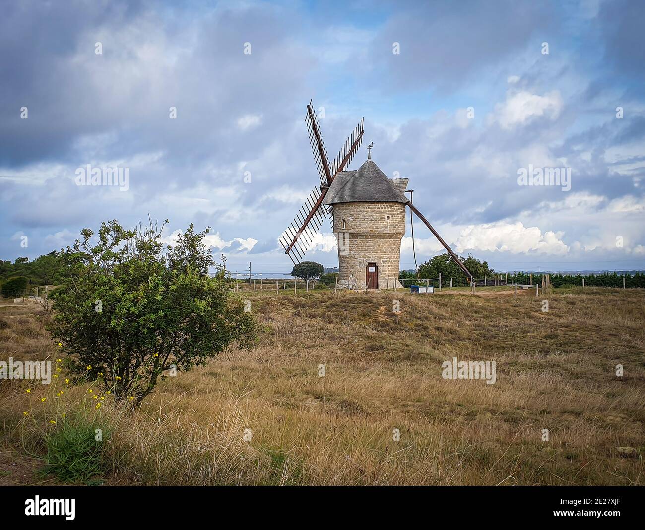 Batz-sur-Mer, France, Sept 2020, view of “le Moulin de la Falaise” a windmill in a Brittany Stock Photo