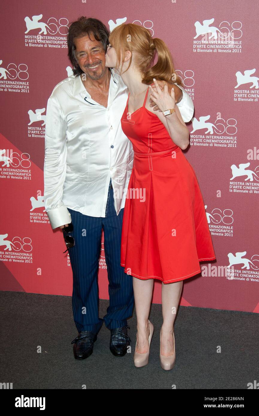 Al Pacino and Jessica Chastain attending the 'Wilde Salome (out of  competition) and Jaeger Le Coultre Glory to the Filmmaker 2011 Award'  Photocall during the 68th Venice International Film Festival at Palazzo