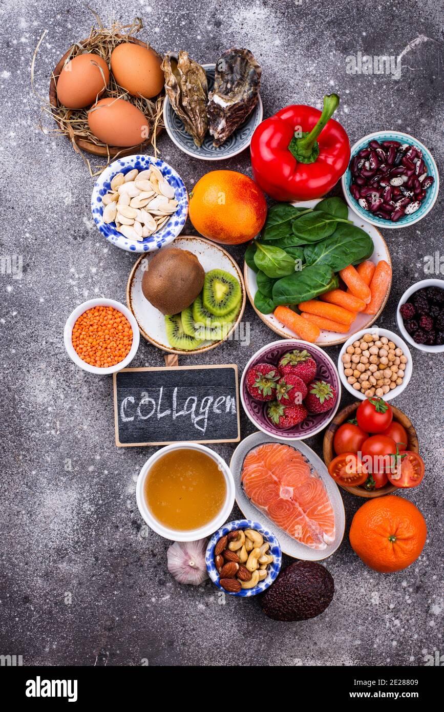 Food rich in collagen. Healthy products Stock Photo Alamy