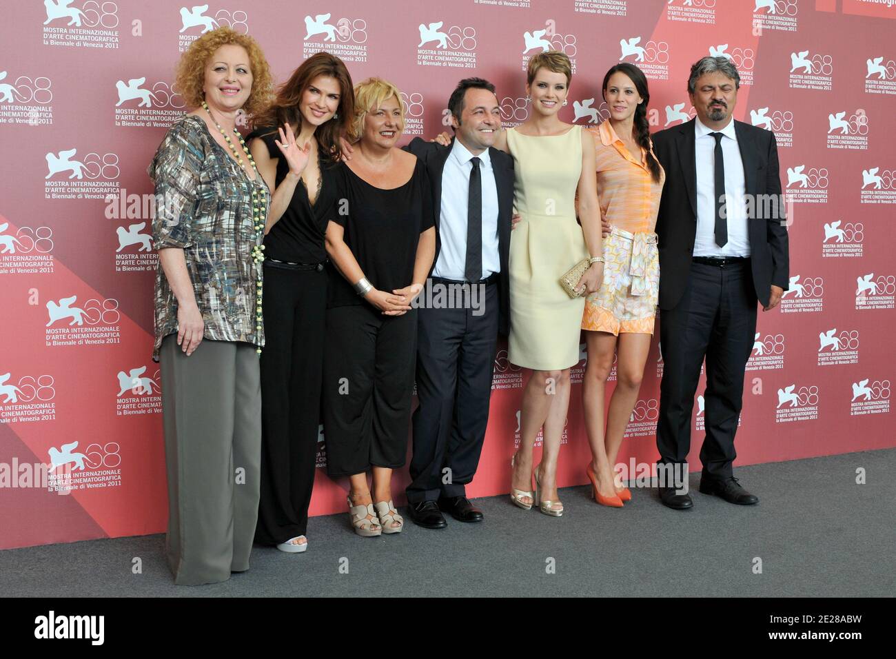 Actors Chiara Martegiani, Monica Barladeanu, Andrea Osvart, director Fabrizio Cattani and actress Marina Pennafina pose during the premiere of his film 'Maternity Blues' at the 68th International Film Festival in Venice, Italy, 7 September 2011. In the Spanish science-fiction drama, Bruehl plays the role of a scientist who develops robots. Photo by Aurore Marechal/ABACAPRESS.COM Stock Photo