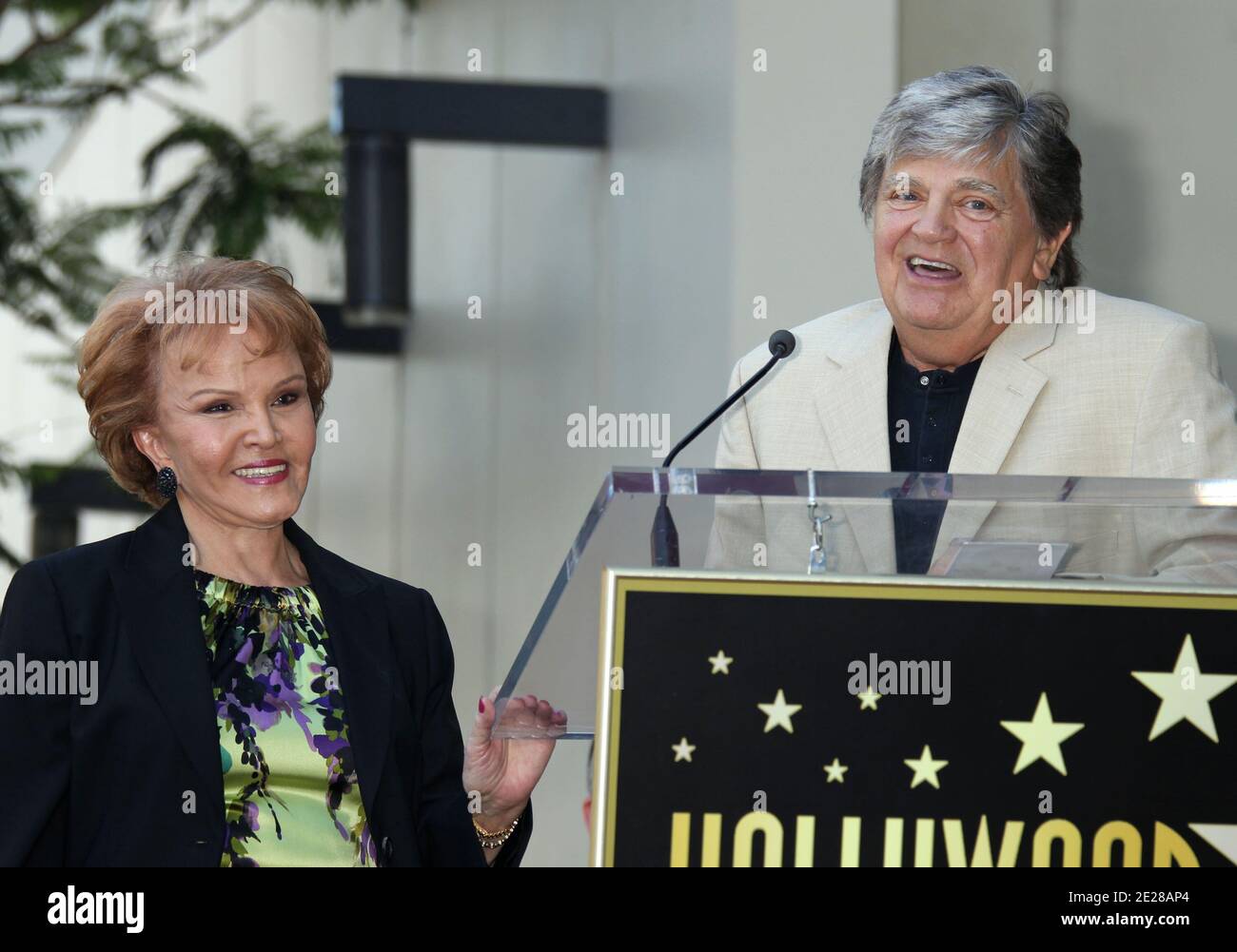 Maria Elena Holly, Phil Everley as Buddy Holly is honored on the Hollywood Walk of Fame in front of the Capital Records Building, Hollywood, California. September 7, 2011. (Pictured: Maria Elena Holly, Phil Everley). Photo by Baxter/ABACAPRESS.COM Stock Photo