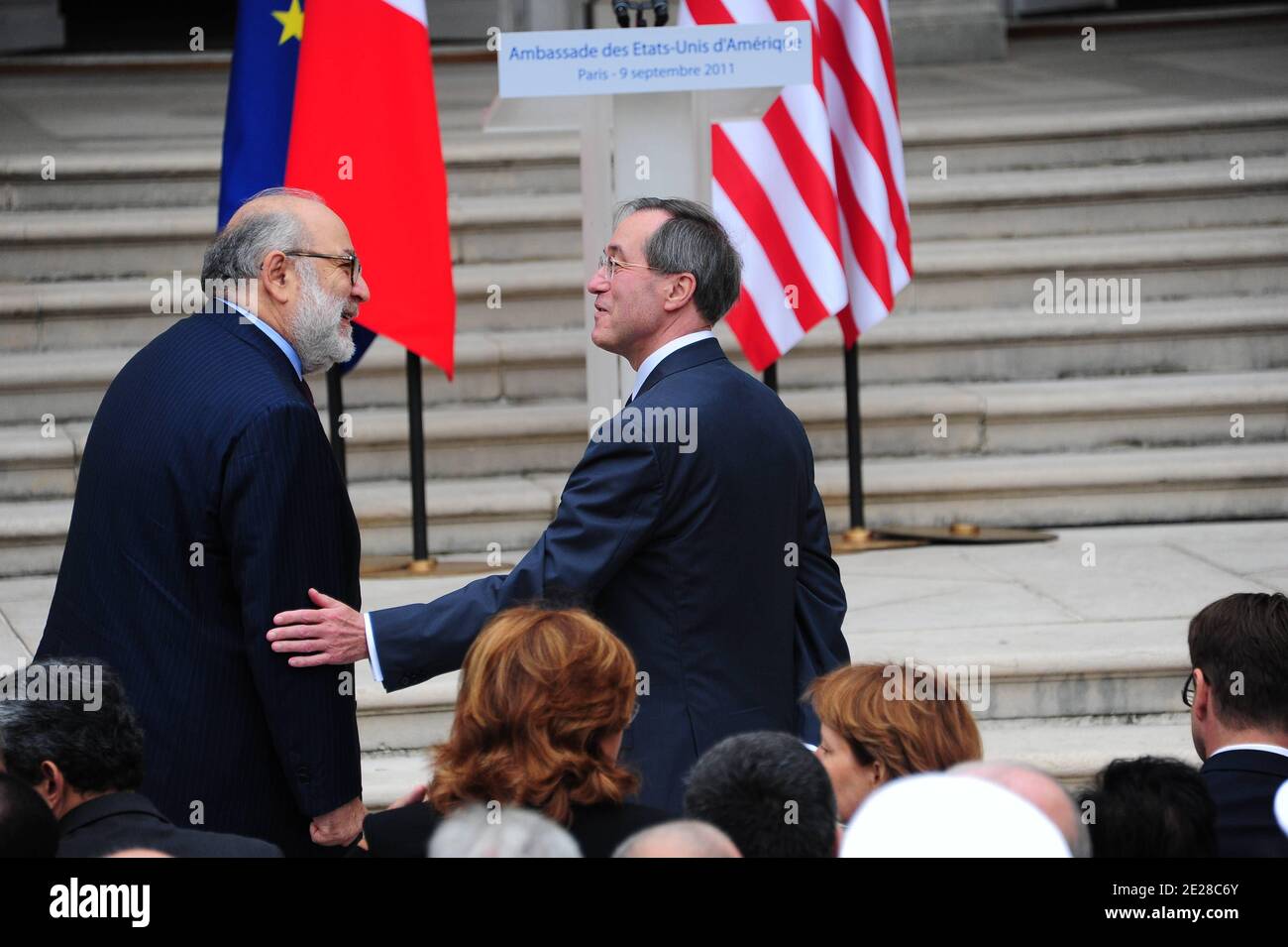 French Interior Minister Claude Gueant is pictured during the celebration of 10th Anniversary of the September 11 at US Embassy in Paris, France on September 9, 2011. Photo by Mousse/ABACAPRESS.COM Stock Photo