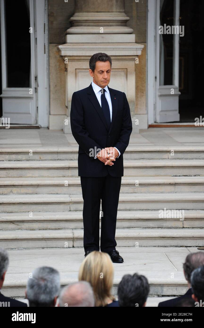French President Nicolas Sarkozy is pictured during the celebration of 10th Anniversary of the September 11 at US Embassy in Paris, France on September 9, 2011. Photo by Mousse/ABACAPRESS.COM Stock Photo