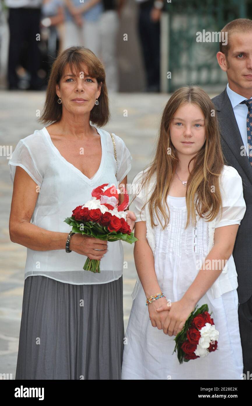 Princess Caroline of Hanover and her daughter Princess Alexandra of Hanover pose as they arrive to take part at the Monaco Picnic at Princess Antoinette Park. Monaco on September 10, 2011. Photo Thierry Orban/ABACAPRESS.COM Stock Photo