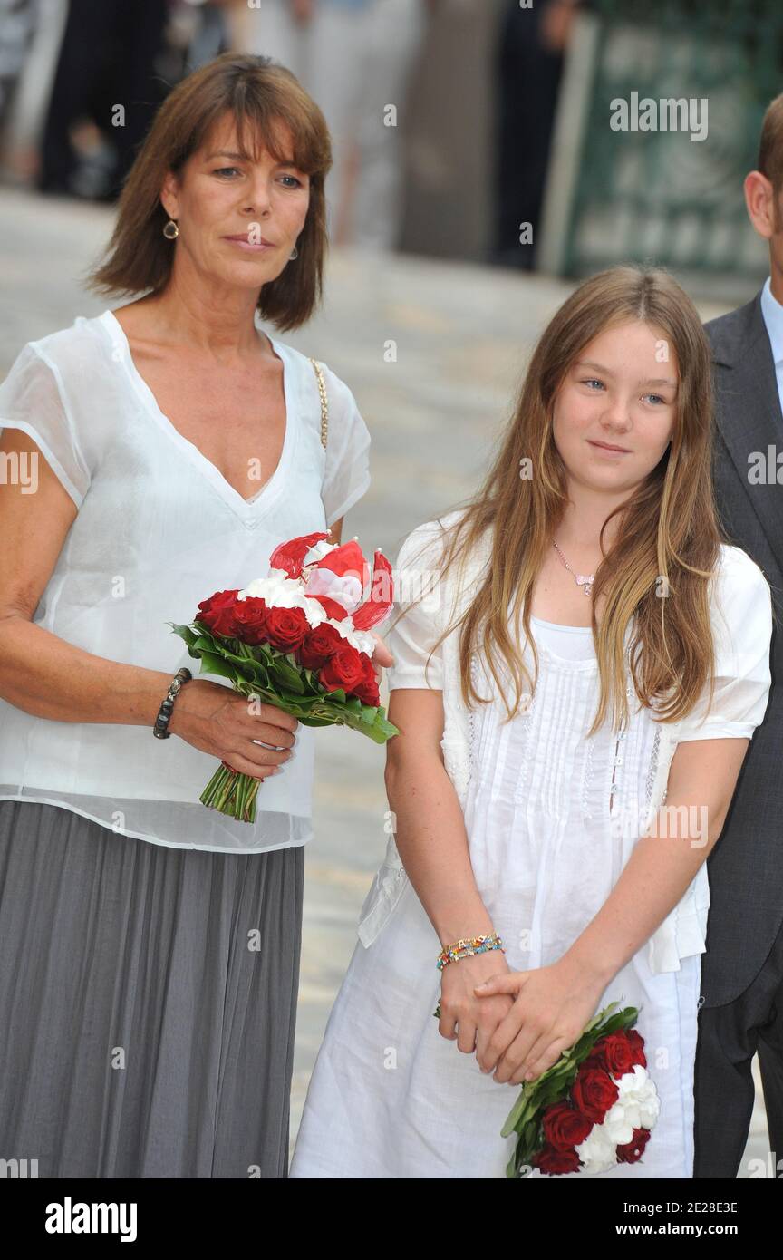 Princess Caroline of Hanover and her daughter Princess Alexandra of Hanover pose as they arrive to take part at the Monaco Picnic at Princess Antoinette Park. Monaco on September 10, 2011. Photo Thierry Orban/ABACAPRESS.COM Stock Photo