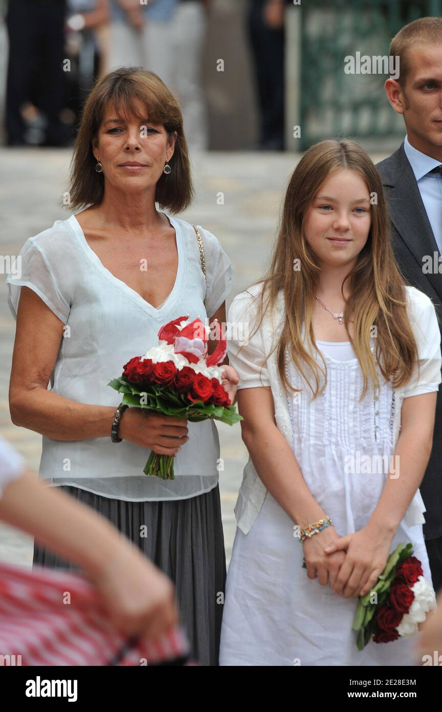 Princess Caroline of Hanover and her daughter Princess Alexandra of Hanover pose as they arrive to take part at the Monaco Picnic at Princess Antoinette Park. Monaco on September 10, 2011. Photo Thierry Orban/ABACAPRESS.COM Stock Photo