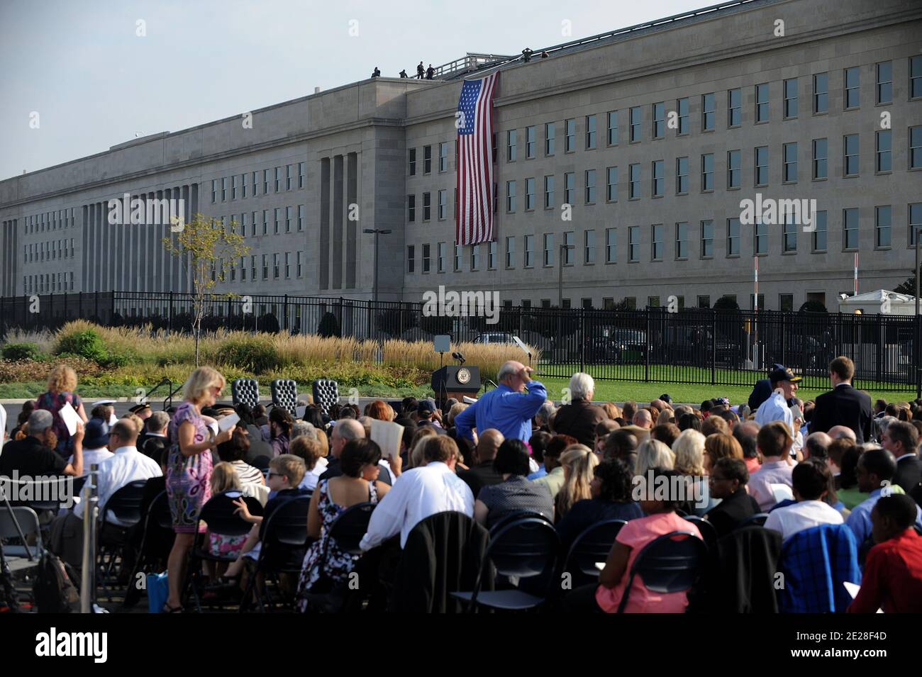 The Pentagon commemorates the 10th anniversary of 9/11 2001 terrorist attacks on September 11, 2011 in Arlington, VA, USA,. Photo by Olivier Douliery/ABACAPRESS.COM Stock Photo