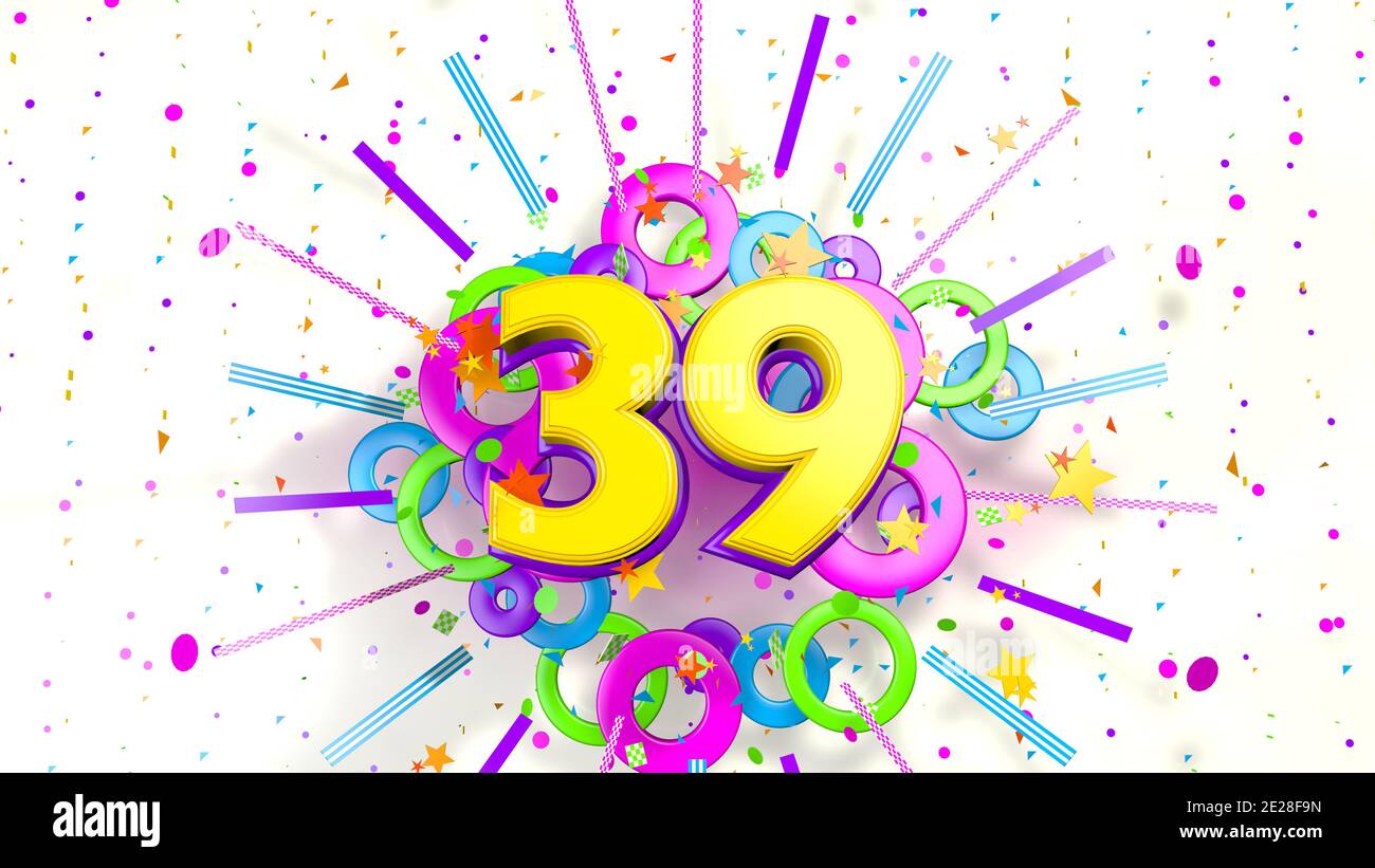 Number 39 for promotion, birthday or anniversary on an explosion of ...