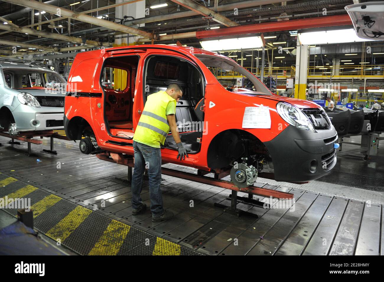 General view of the 'Maubeuge Carrosserie Automobile' (MCA) car plant -  where is produced the new zero-emission Kangoo Express LCV during Industry  Minister Eric Besson's visit, in Maubeuge, northern France on September