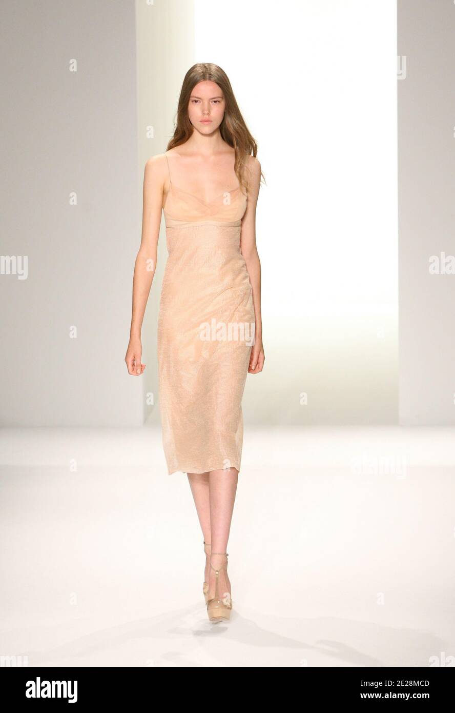 Model on the runway during the Calvin Klein Spring 2012 Women's Collection  at 205 West 39th Street in New York City on September 15, 2011. Photo by  Graylock/ Stock Photo - Alamy