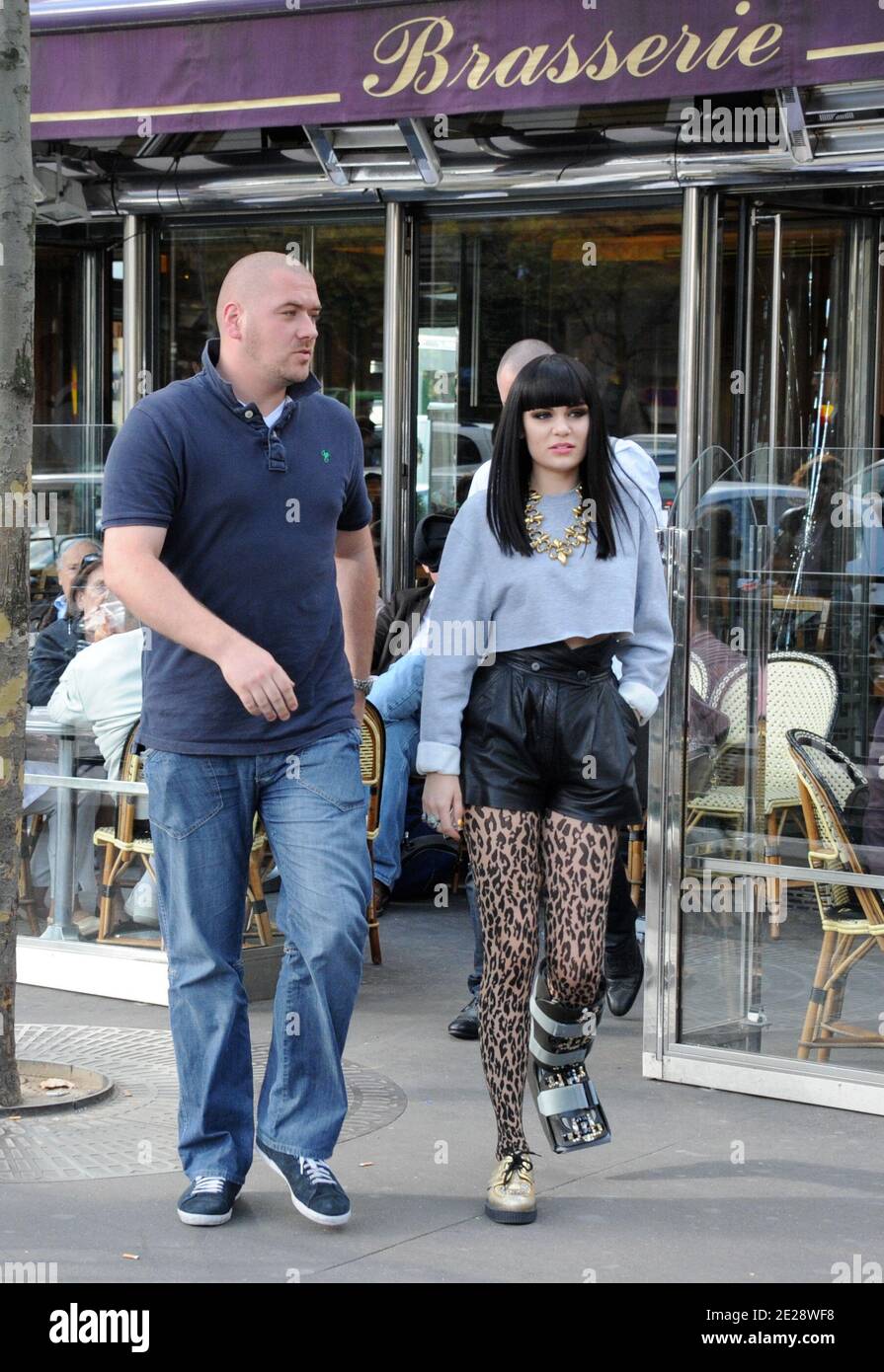 British recording artist Jessie J leaves her hotel and heads for lunch to Kleber restaurant, on Trocadero Square, in Paris, France on September 22. 2011. After lunch Jessie went to the 'Jamel Comedy Club' theatre to perform a showcase. Photo by ABACAPRESS.COM Stock Photo