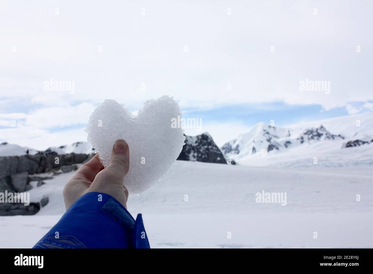 Icy Heart Overlooks Antarctic Landscape Stock Photo