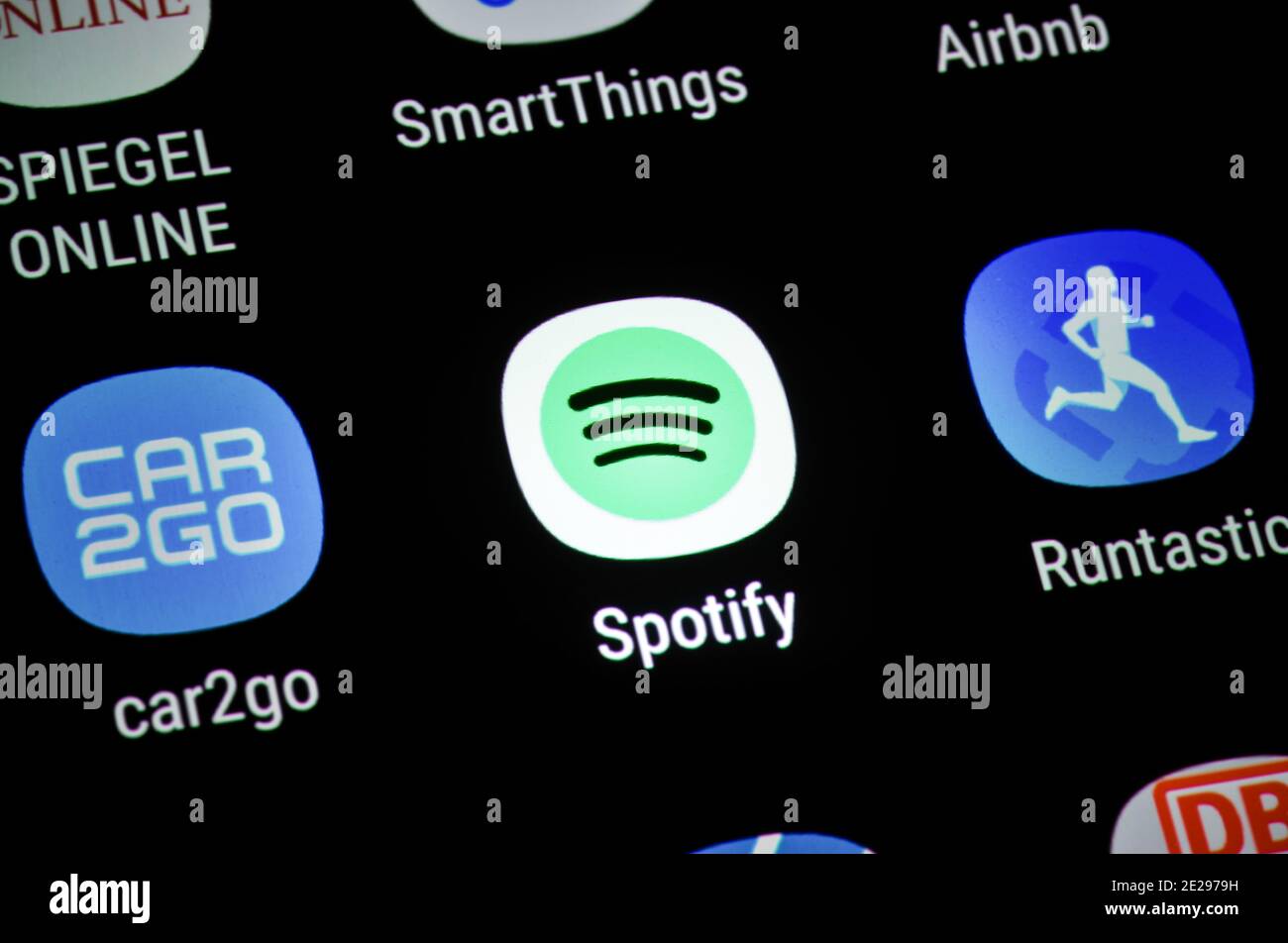 Smartphone, Display, App, Spotify Stock Photo Alamy