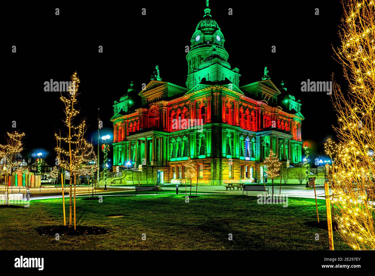 Holiday Lights at the Miami County Courthouse in Troy, Ohio. Taken in 