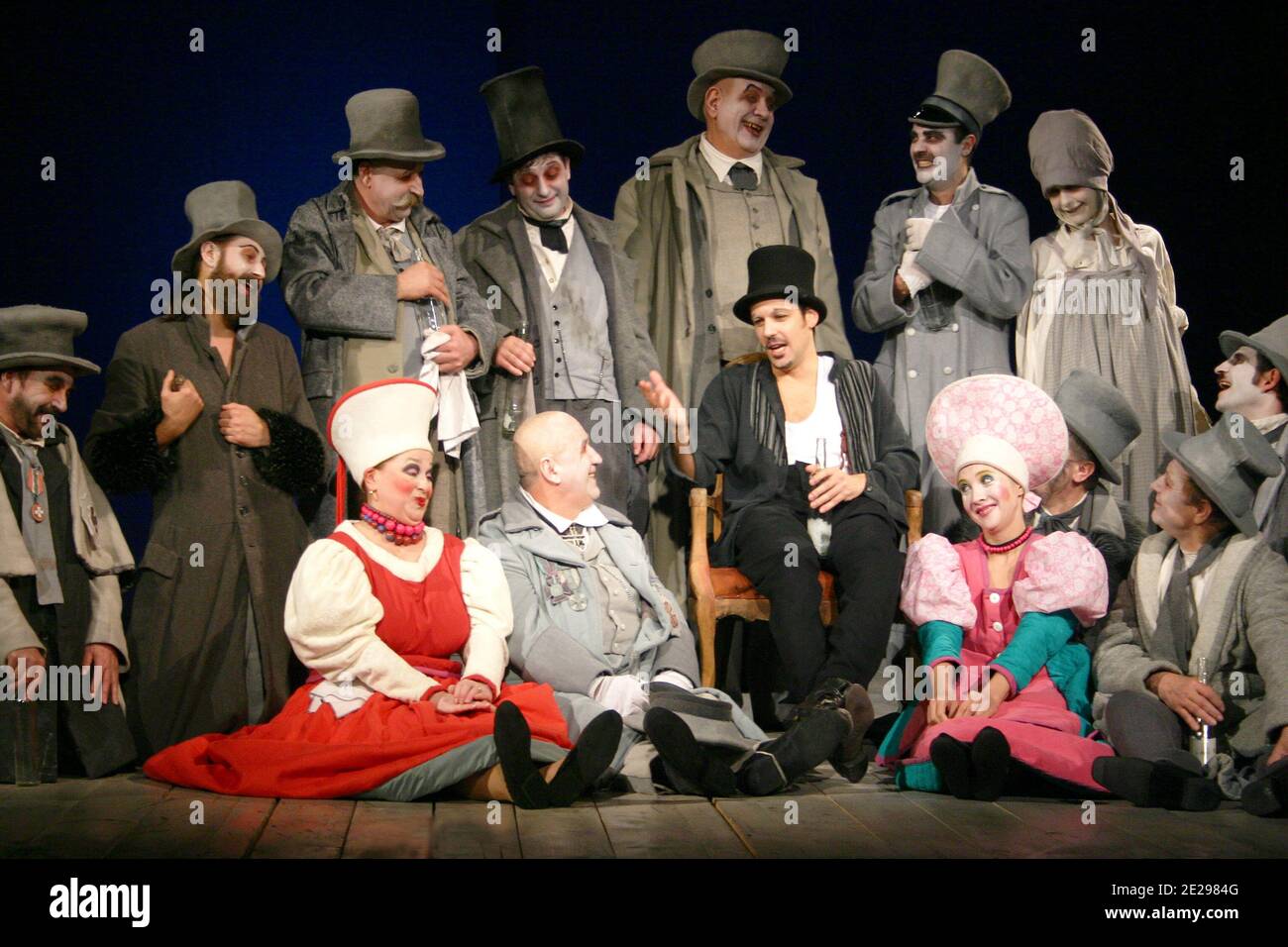 Romanian actors performing in "The Inspector General" by Gogol Stock