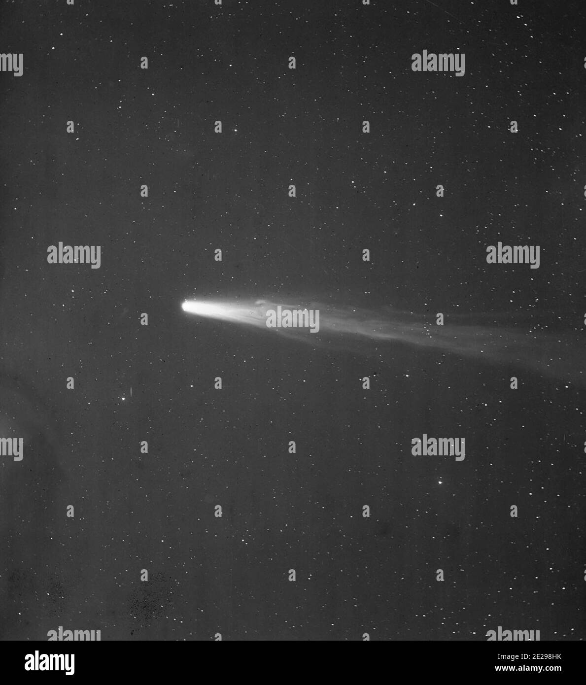 Portion of Plate b41215 of Halley's comet taken on April 21, 1910 from Arequipa, Peru with the 8-inch Bache Doublet, Voigtlander. The exposure was 30 minutes Stock Photo