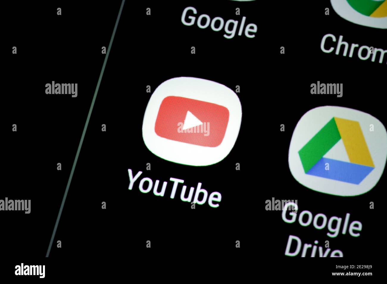 Smartphone, Display, App, YouTube Stock Photo Alamy