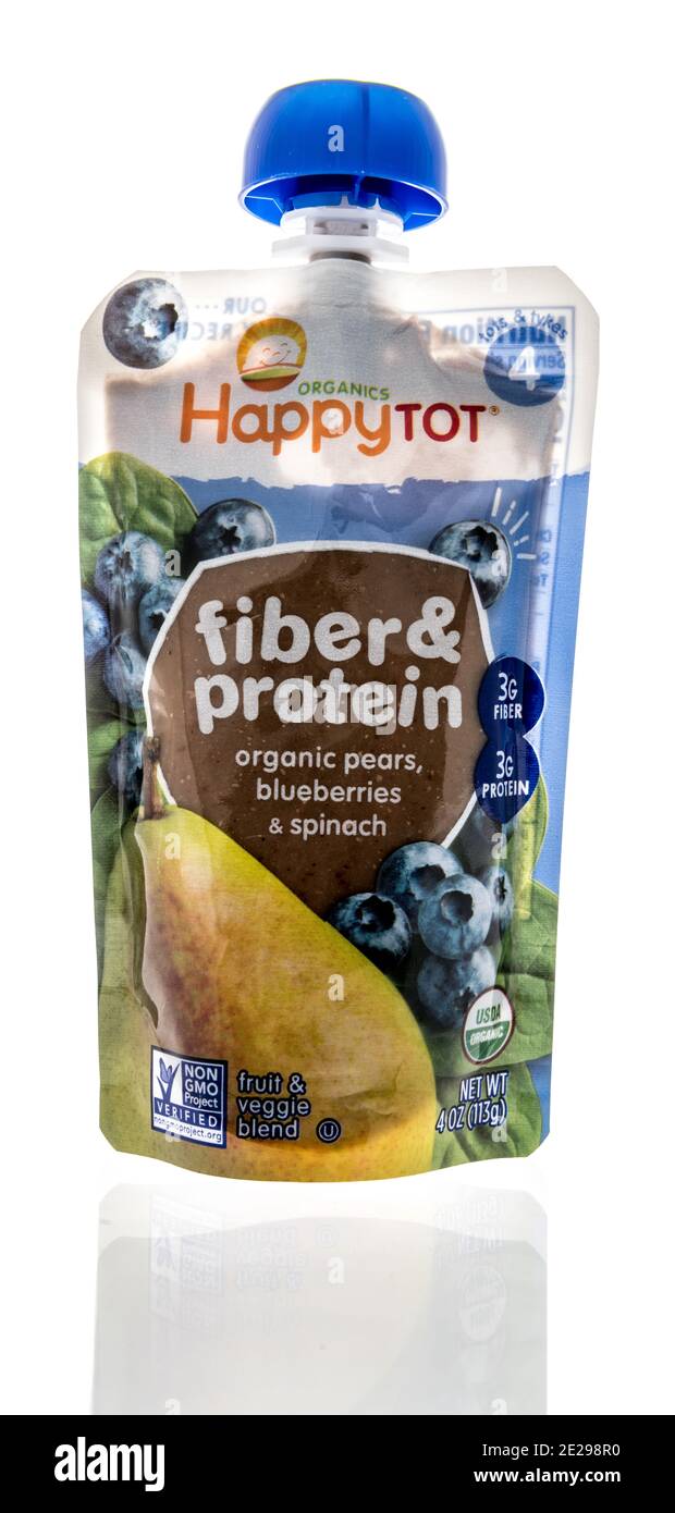 Winneconne, WI -9 January 2021: A package of package of Organics happy tot pouch on an isolated background. Stock Photo