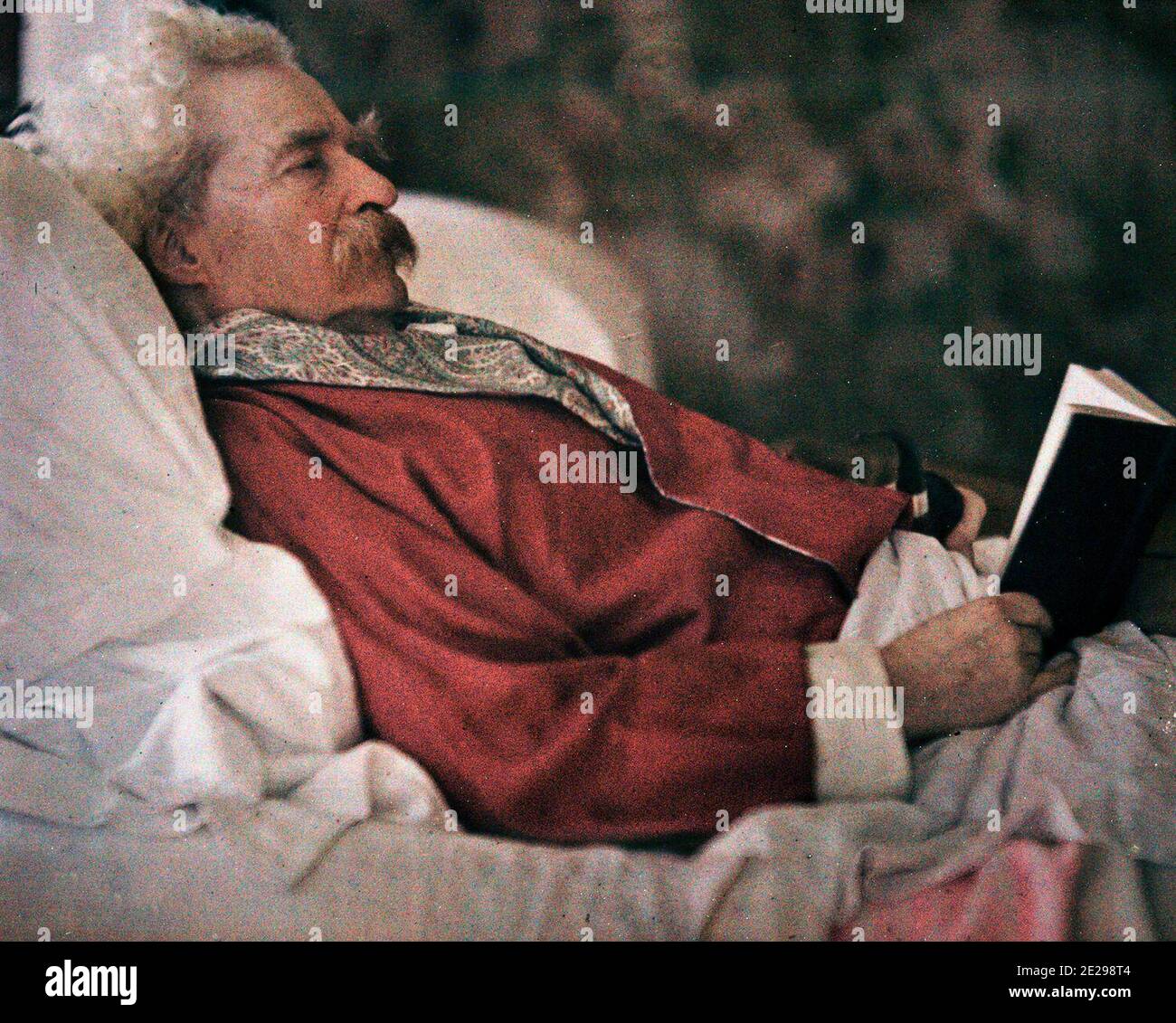 Autochrome of Mark Twain late in his life, 1908 Stock Photo