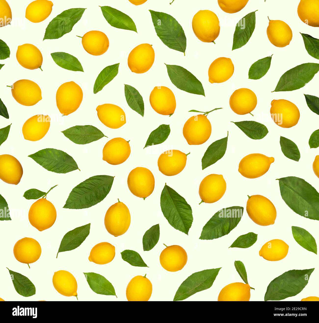 Freah lemons and lemon leaves seamlessly repeating pattern background ...