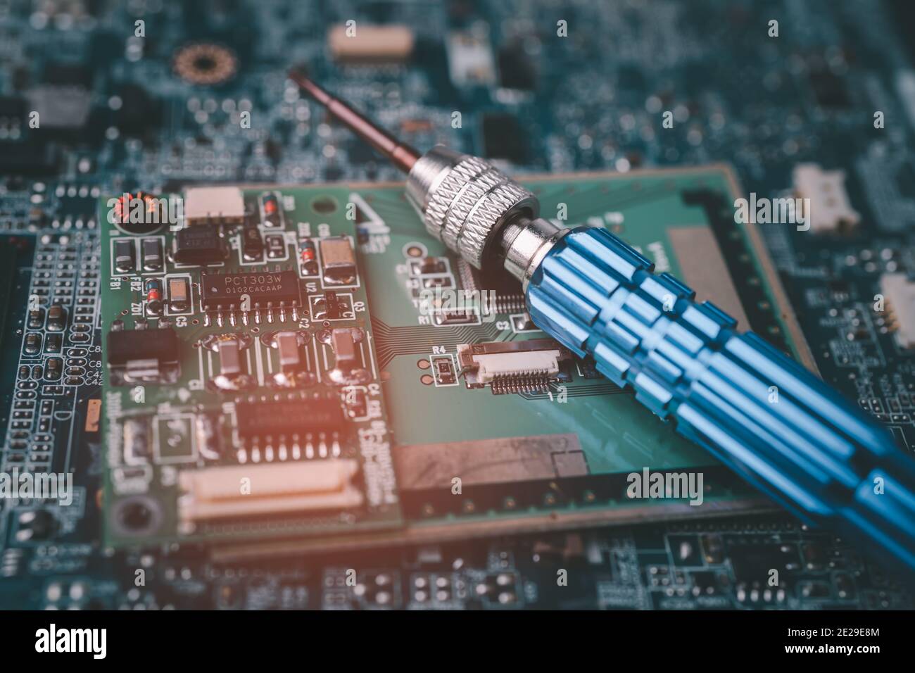 Ewaste electronic, computer circuit cpu chip mainboard core processor