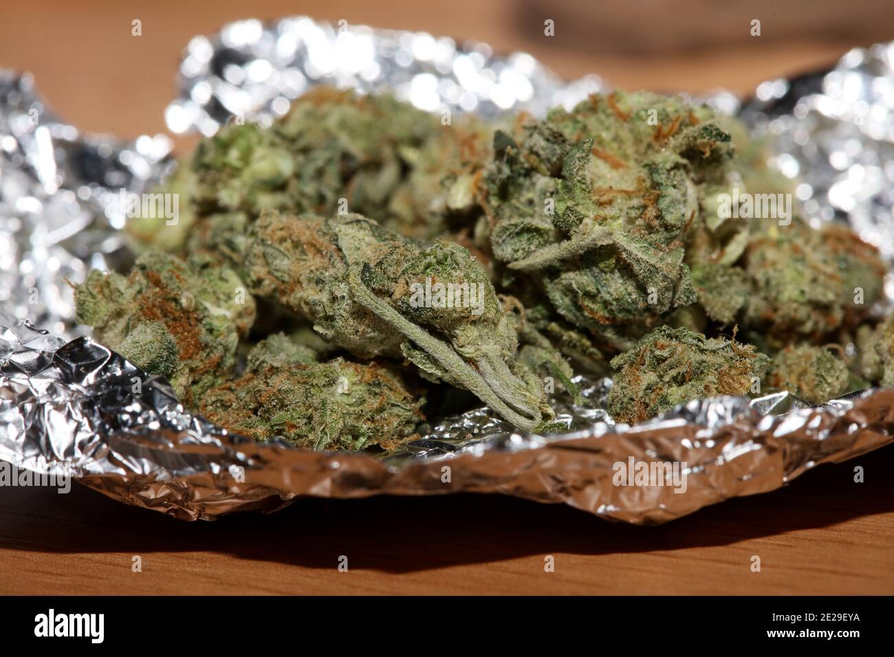 Medical marihuana super lemon kush close up modern background high quality print Stock Photo