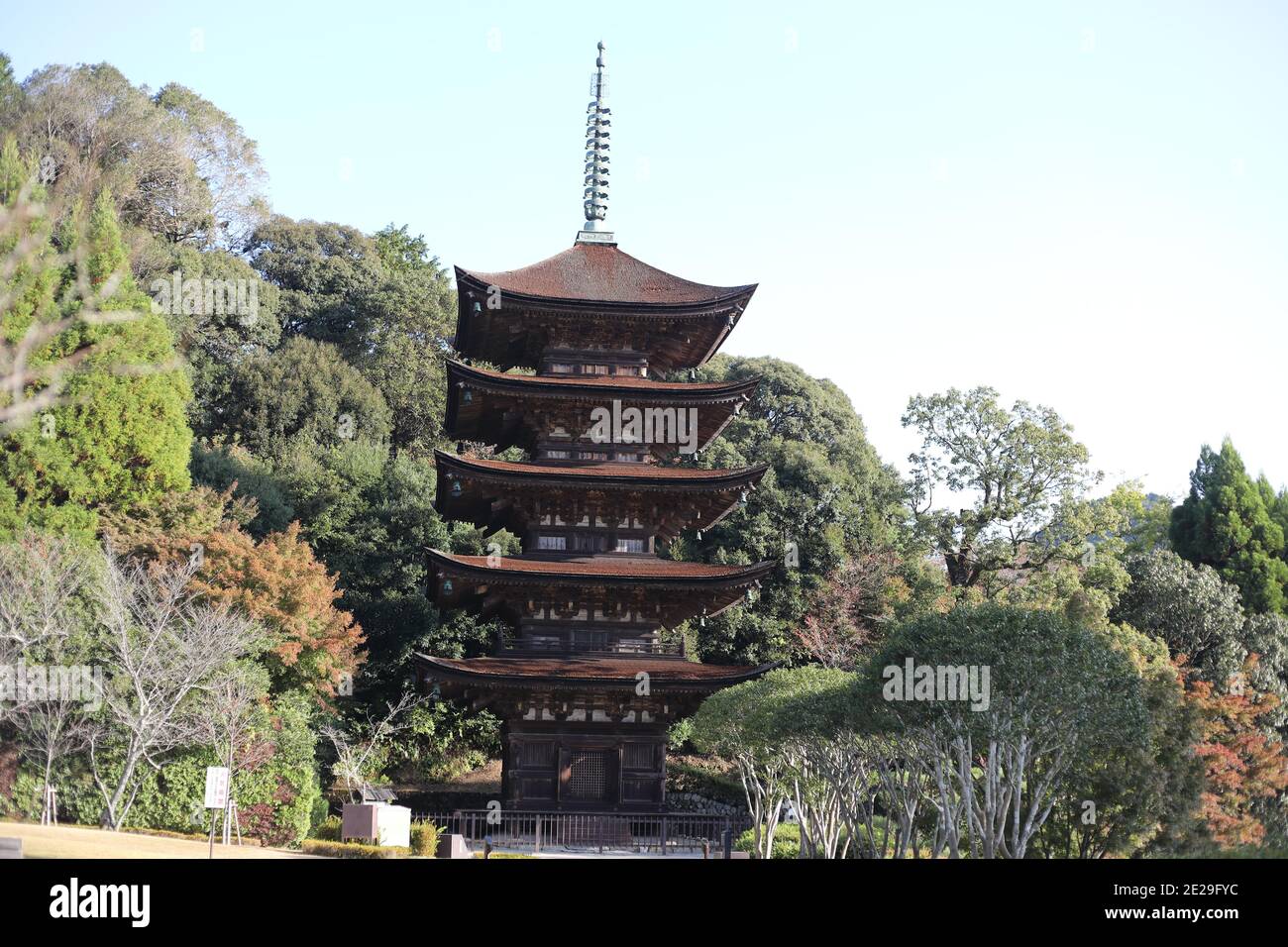 Ruri koji temple five-storied pagoda in Yamaguchi pref, Japan Stock Photo