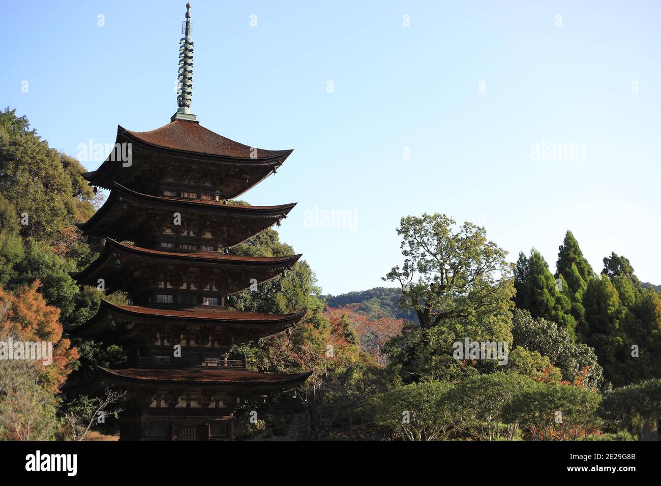 Ruri koji temple five-storied pagoda in Yamaguchi pref, Japan Stock Photo