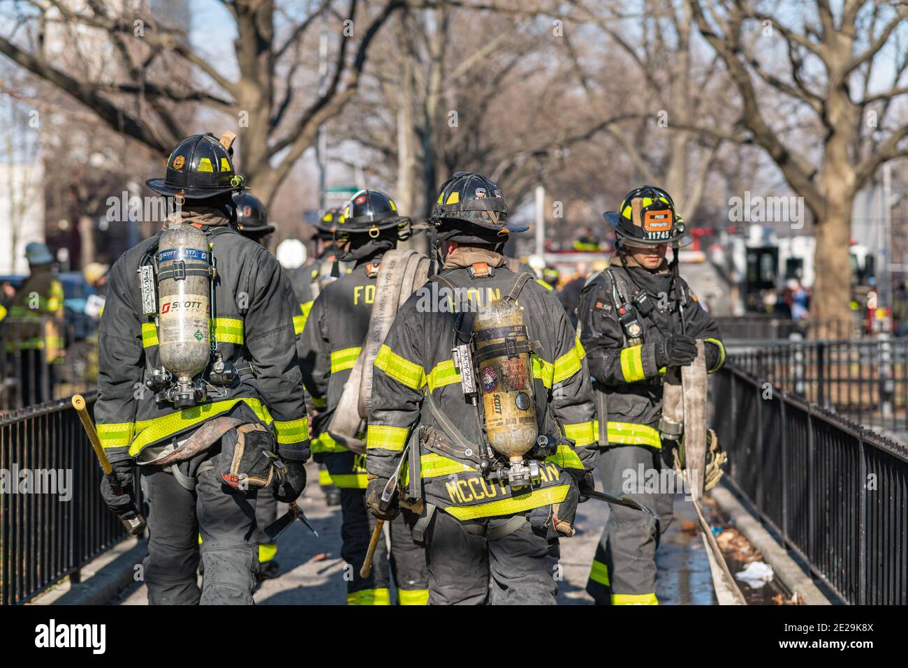 Bronx, United States. 12th Jan, 2021. FDNY Battalion 18 Chief holds a press  conference. New York City Fire Department responds to a fire in a  residential building in The Bronx. Eleven people