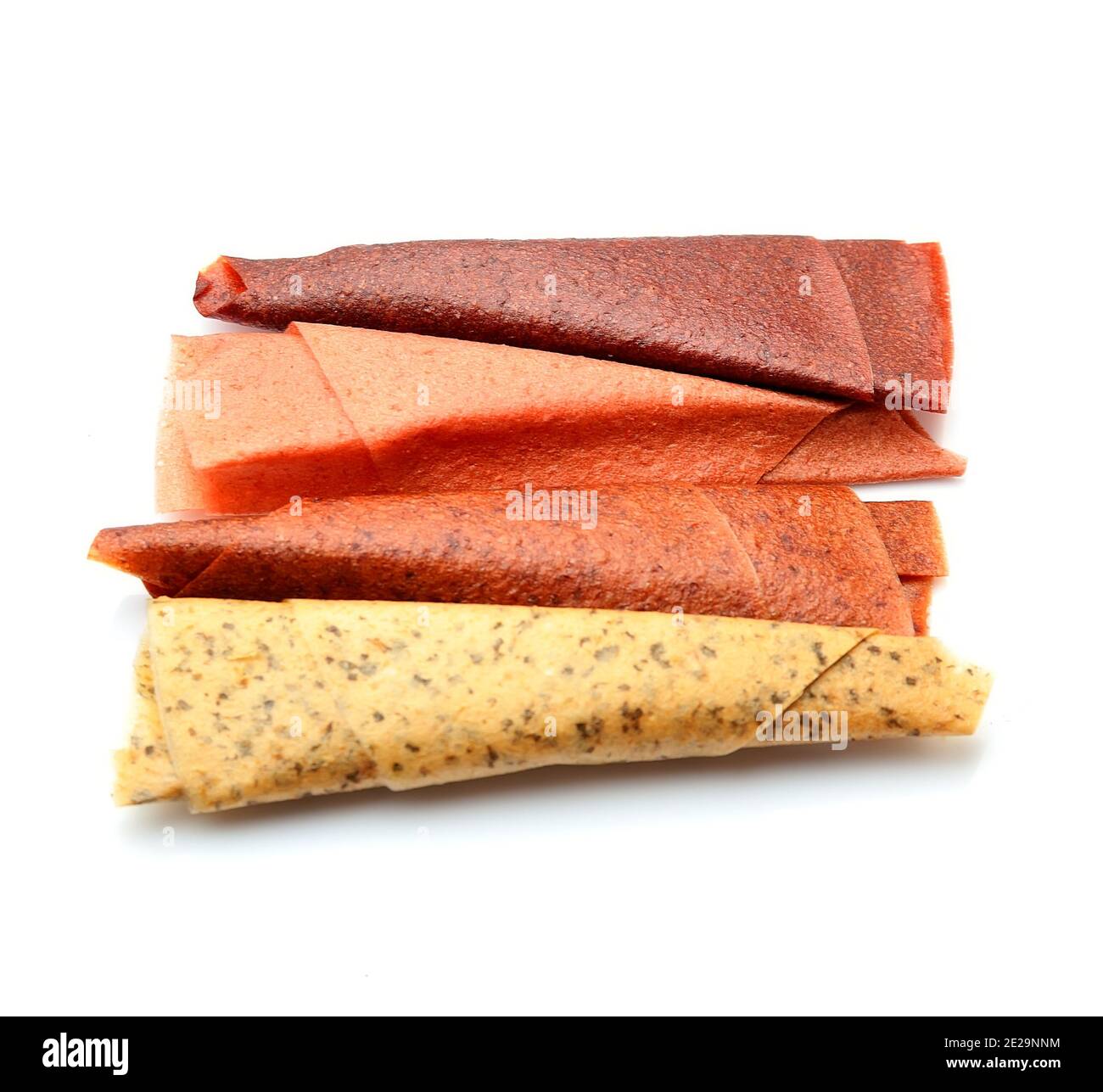 Fruit paste isolated on white backgrounds. Fruit chip. Fruit leather