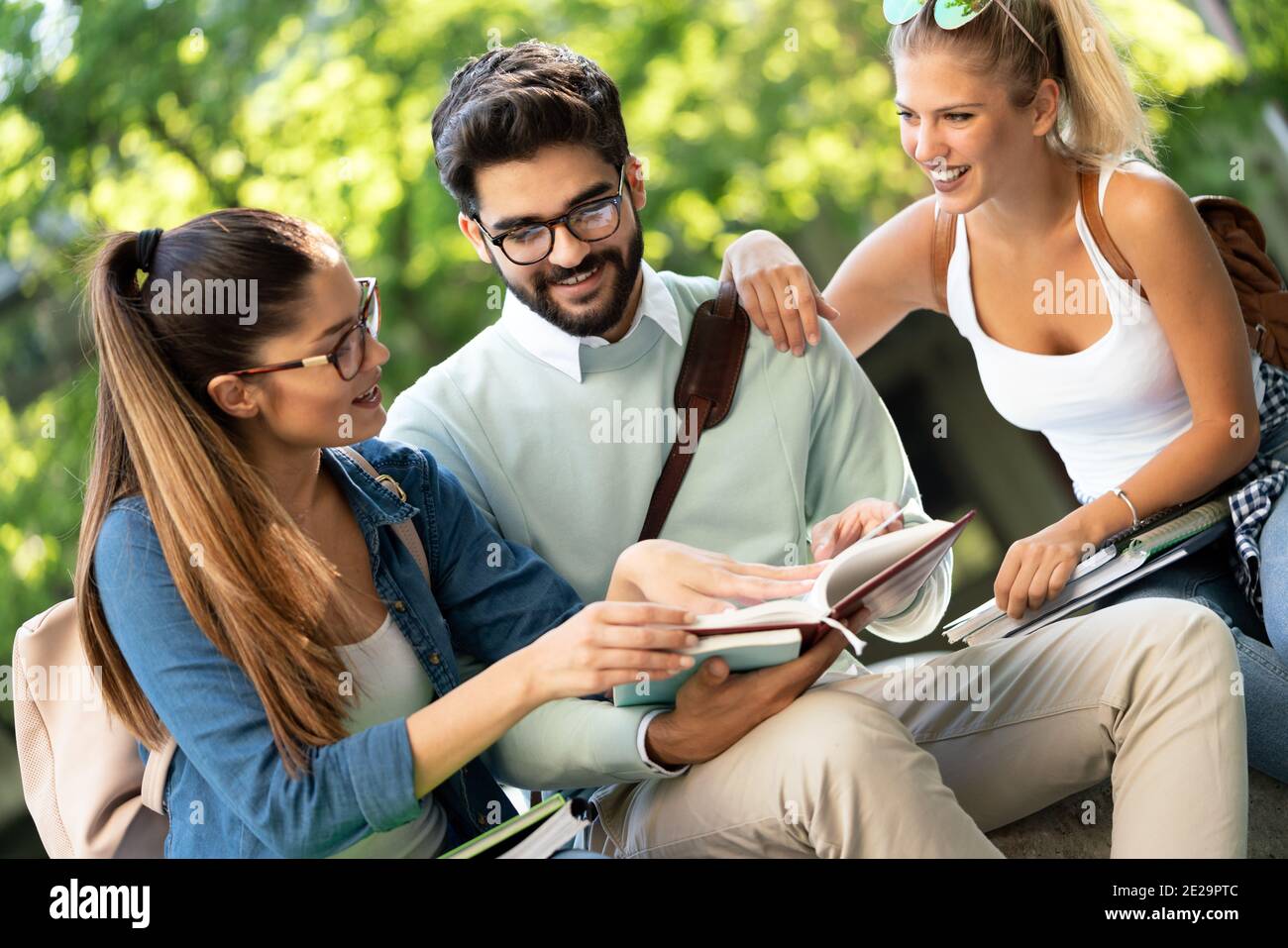 Happy students studying hi-res stock photography and images - Alamy