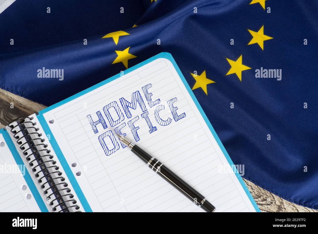 European Union EU flag and slogan Home Office Stock Photo