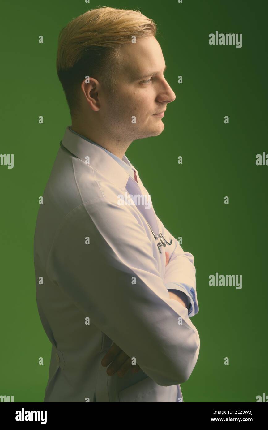 Side view confident male doctor hi-res stock photography and images - Alamy