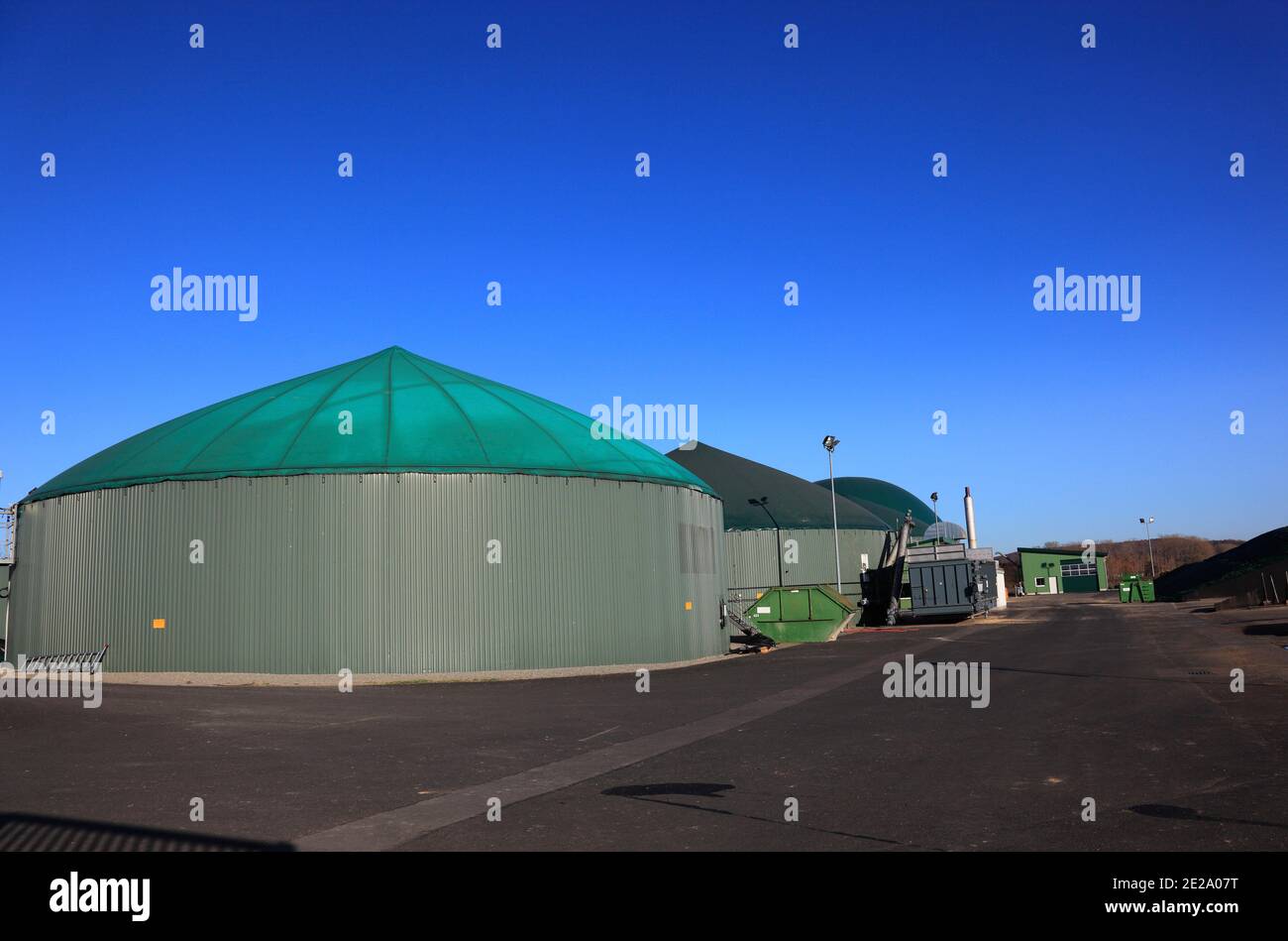 Biogas production in rural Germany  /  Biogasanlage, Erzeugung von Biogas durch Vergärung von Biomasse, Deutschland Stock Photo