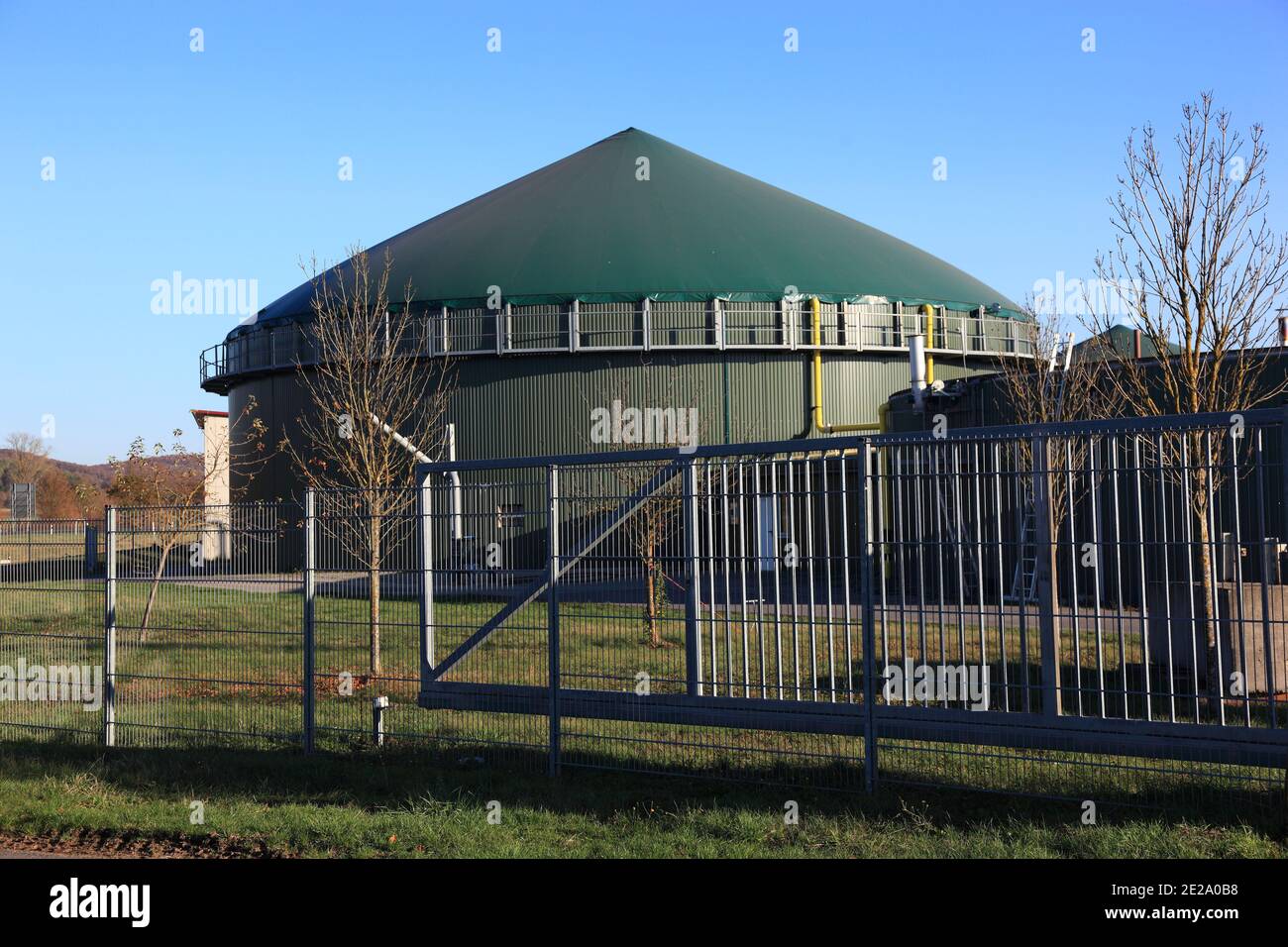 Biogas production in rural Germany  /  Biogasanlage, Erzeugung von Biogas durch Vergärung von Biomasse, Deutschland Stock Photo