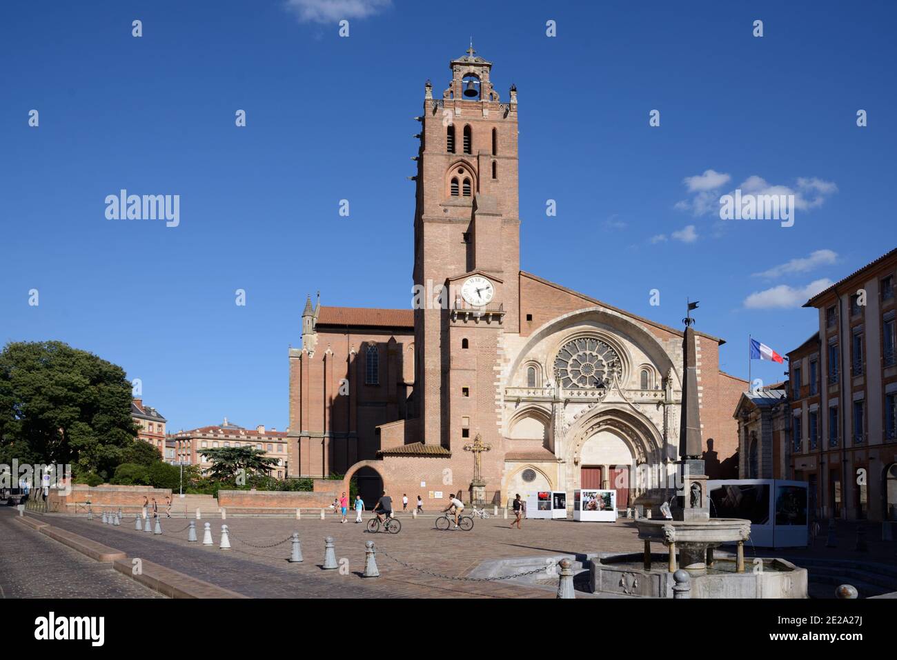 Romanesque & Gothic Toulouse Cathedral, Cathedral of Saint Stephen or Cathédrale Saint-Etienne & Place Saint-Etienne Toulouse France Stock Photo