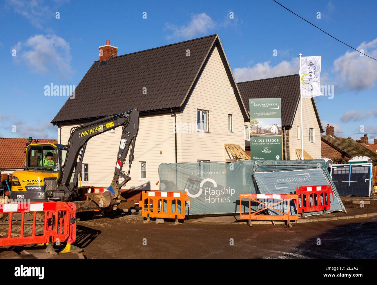 Saxons Green private housing development by Flagship Homes, Sutton, Suffolk, England, UK Stock Photo