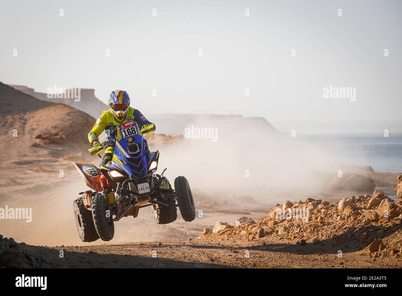 168 Pedemonte Italo (chl), Yamaha, Enrico Racing Team, Quad, action during the 9th stage of the Dakar 2021 between Neom and N / LM Stock Photo