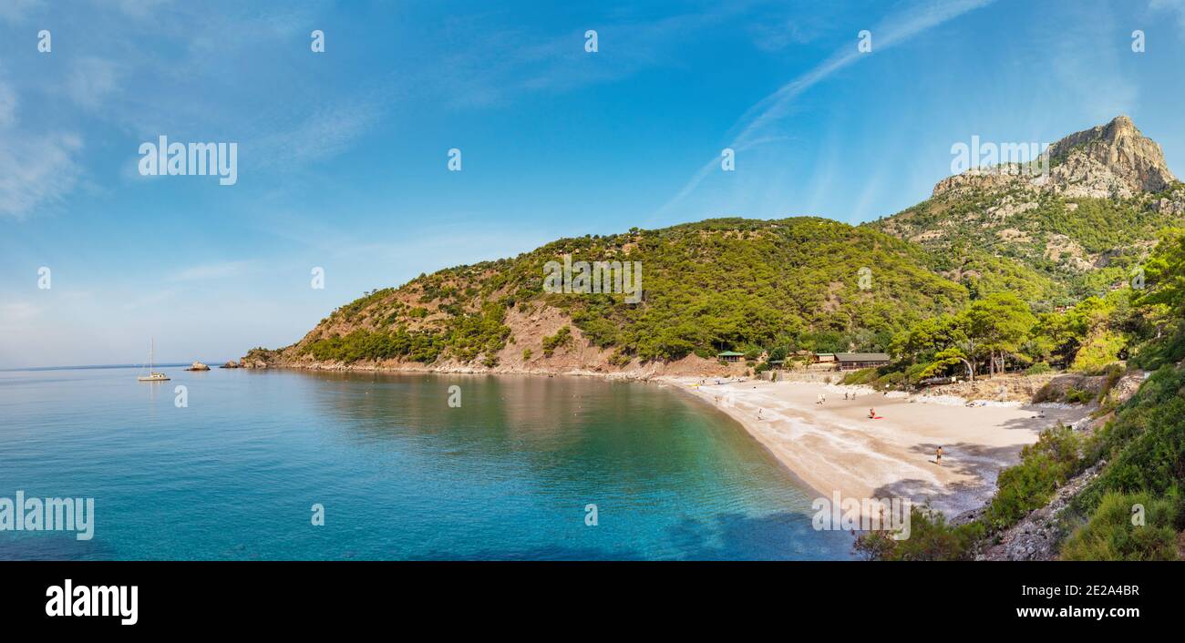 Coastline at Mediterranean sea near Fethiye Kabak Turkey. Stock Photo