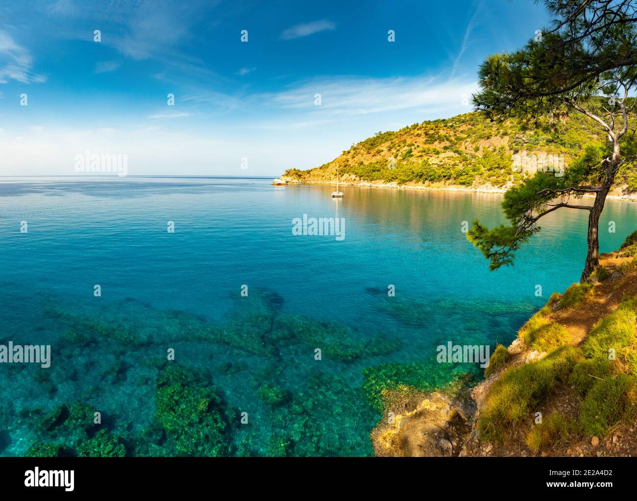 Coastline at Mediterranean sea near Fethiye Kabak Turkey. Stock Photo