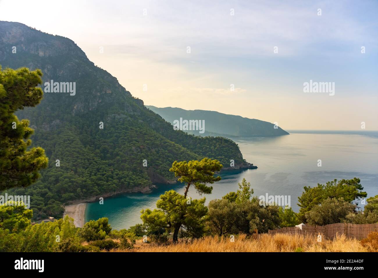 Coastline at Mediterranean sea near Fethiye Kabak Turkey. Stock Photo